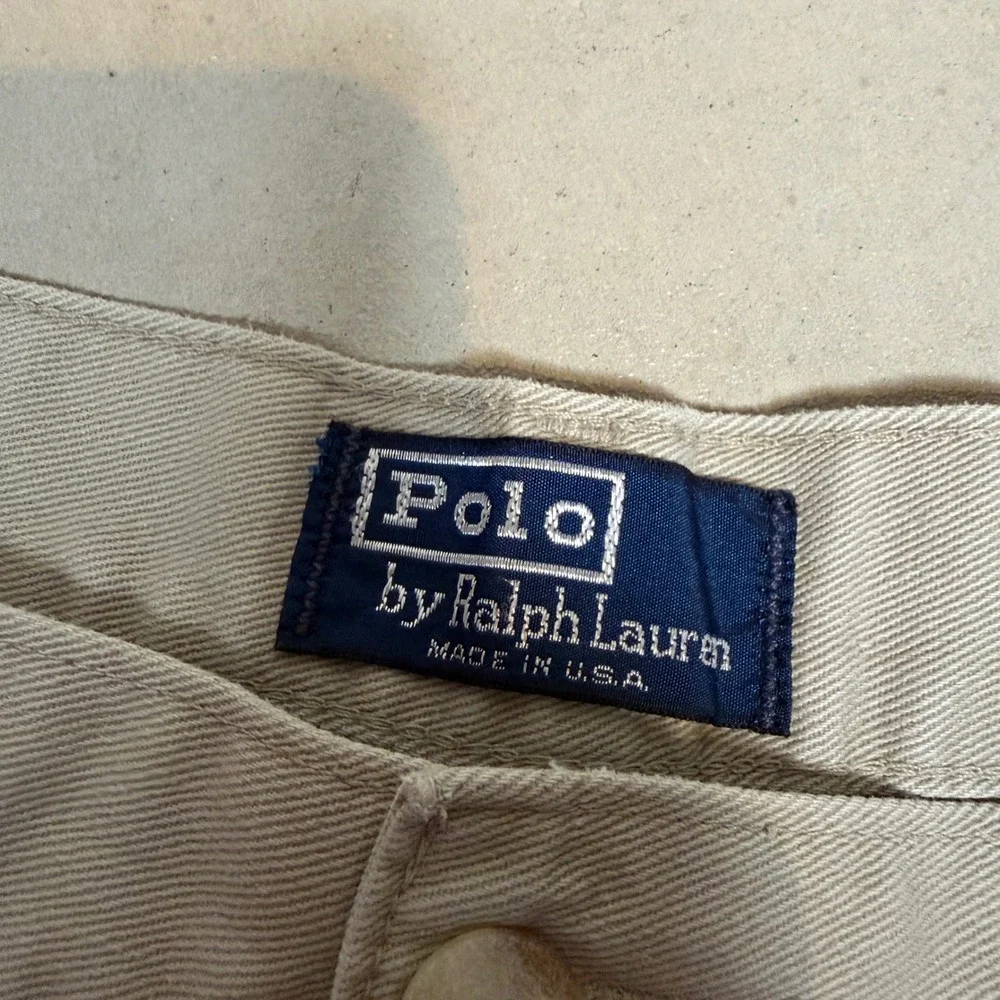 Vintage 90s Polo Ralph Lauren Chino Shorts 36 Tan Pleated Made in USA 90s Khaki